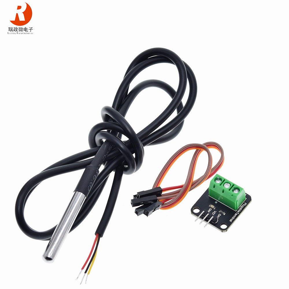 Waterproof Stainless Steel Thread Temperature Sensor Probe DS18b20 Digital Sensor Cable Terminal Adapter for Arduino